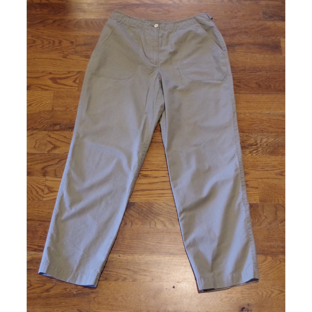 Liz Claiborne Lizsport Khaki Cotton Chino Pants Straight Leg Utility Size 12